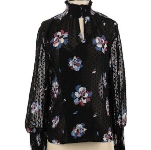 Laundry By Shelli Segal Black Ruffled Floral Blouse